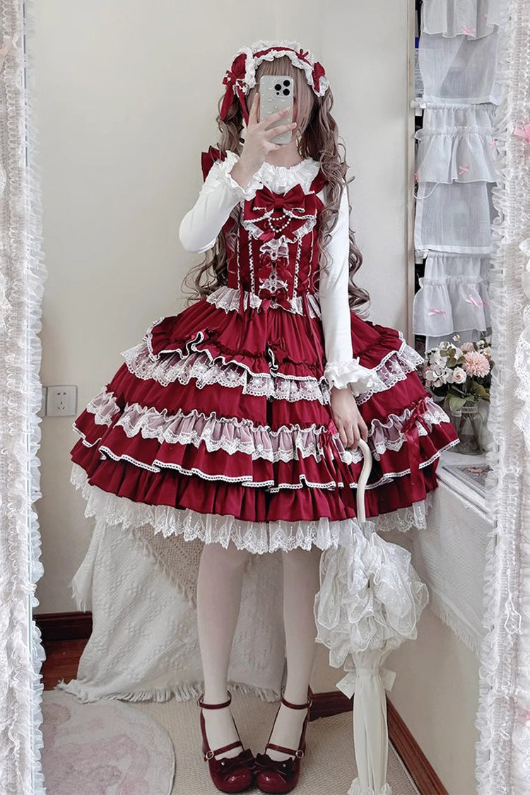 Multi-Layer Ruffle Sweet Lolita JSK Dress with Bow and Lace