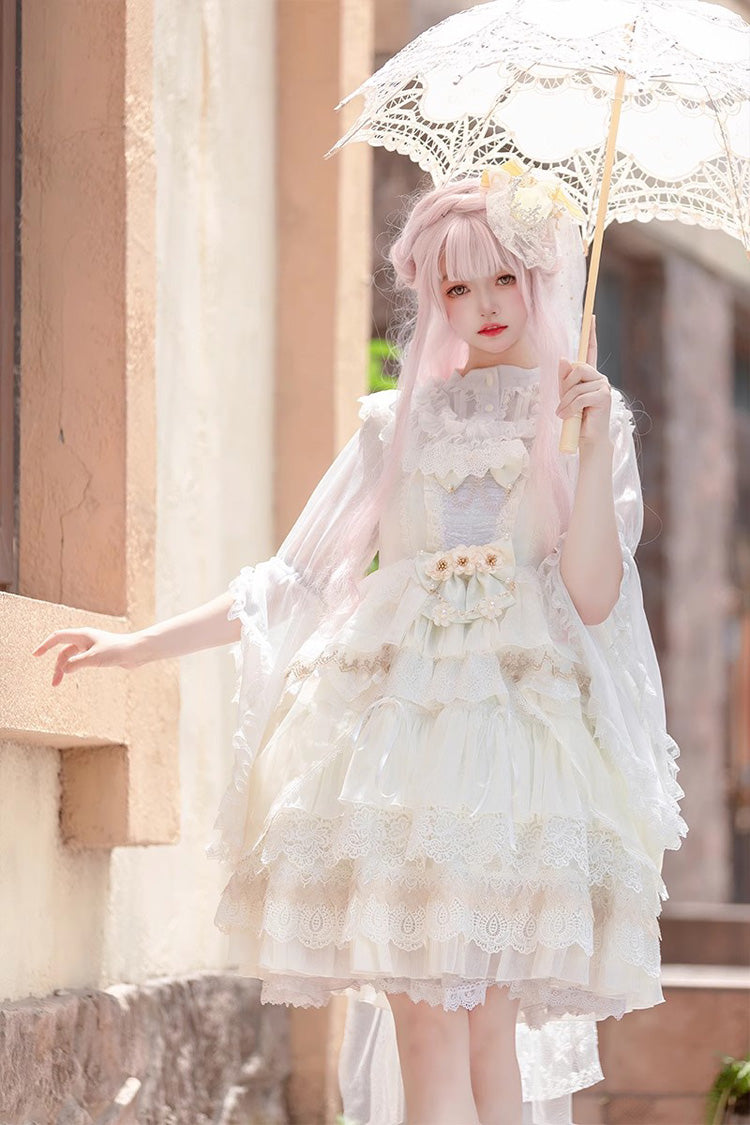 Undine's Tears Print Sleeveless Ruffled Bow Sweet JSK - 2 Hues