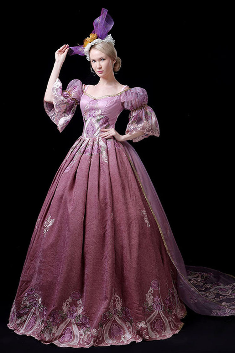 Victorian Lolita Prom Dress with Embroidery, Half Sleeves, High Waist