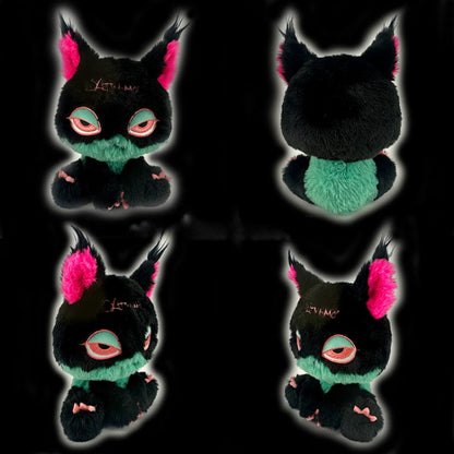 Black Pink and Green Gothic Cat Plushie