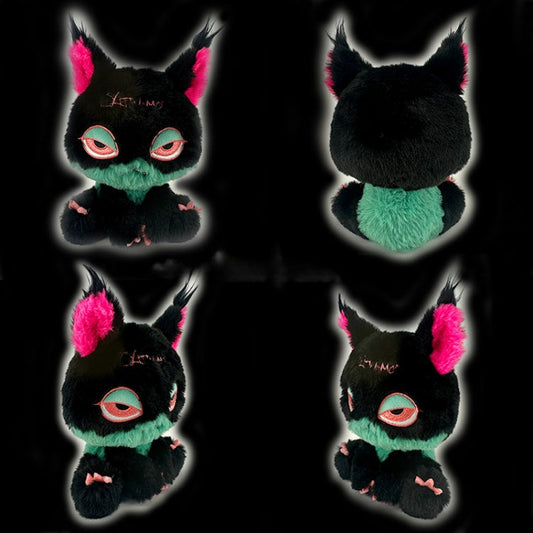 Black Pink and Green Gothic Cat Plushie