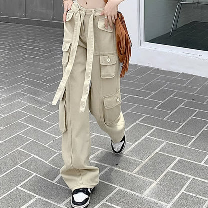 Chain Round Collar Sleeveless Crop Top Casual Cargo Pants