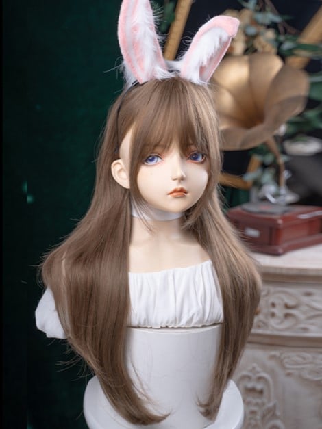 72CM Wig With Bangs Length Brown Air Wavy Light