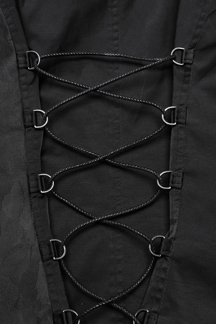 Women's Gothic Vest with Bat Collar, Sleeveless and Asymmetric Cut