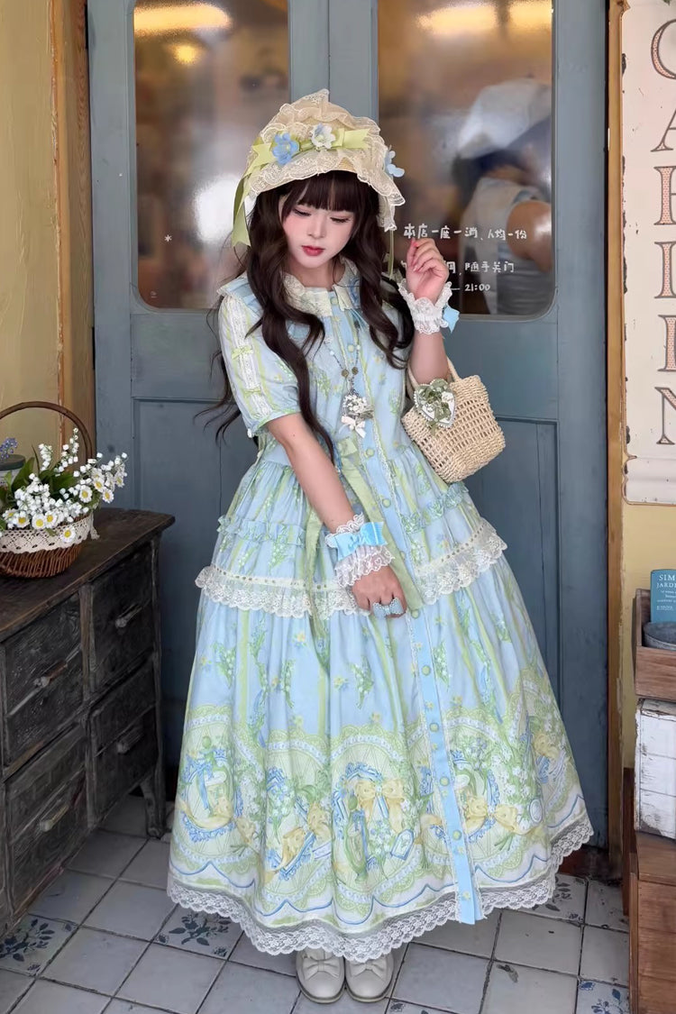 Lily of the Valley Pearl Candy Tea Doll Collar Short-Sleeve OP Dress