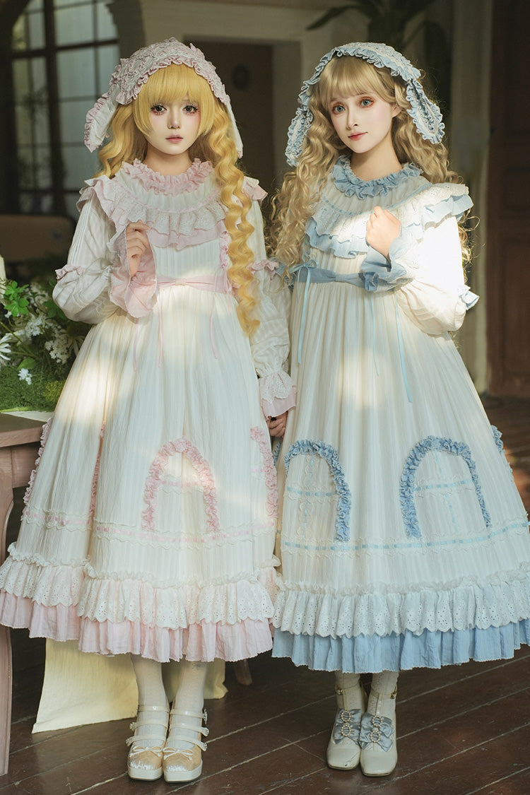 Twin Lilian Round Collar Long Sleeve Double Ruffle Bow Corset Sweet Lolita Dress