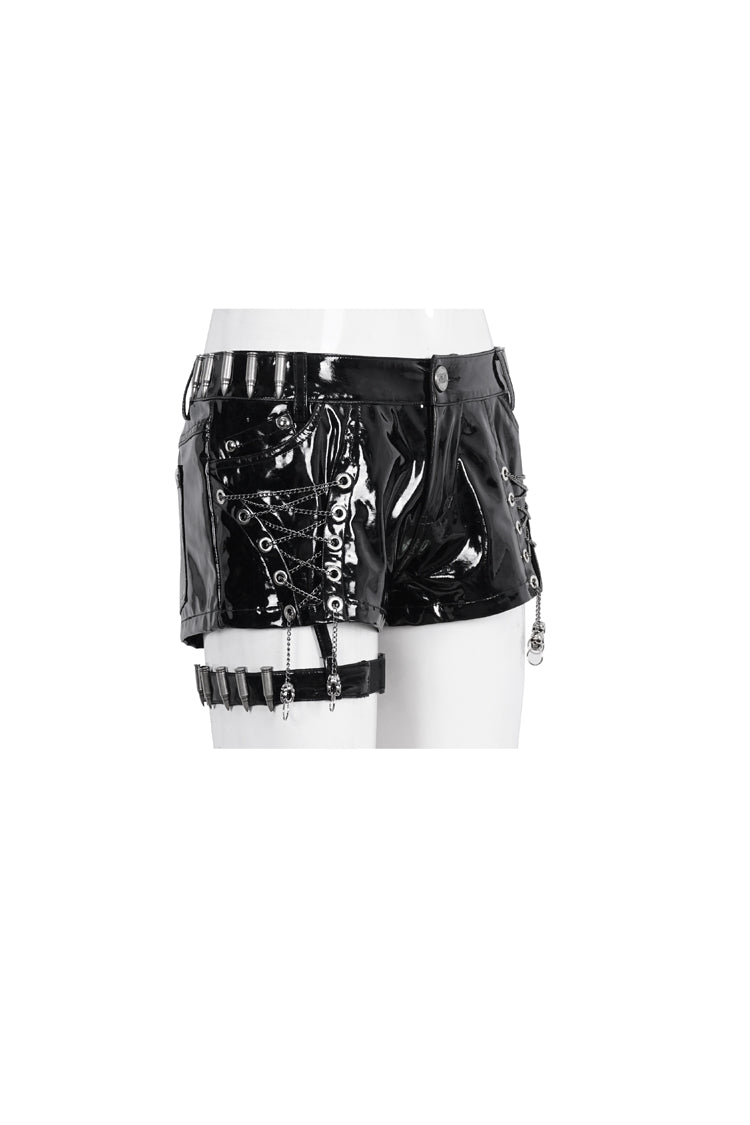 Slim Fit Steampunk Shorts in Black - Women's Vintage Style