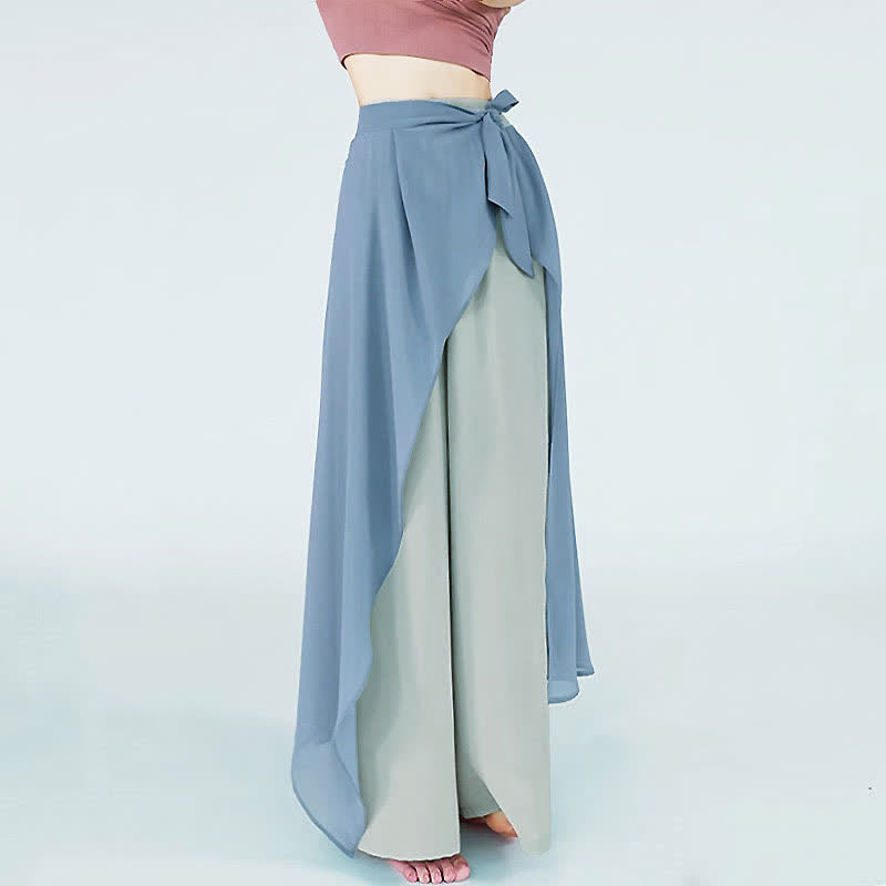 Vintage Blue Flowy Wide Leg Casual Pants