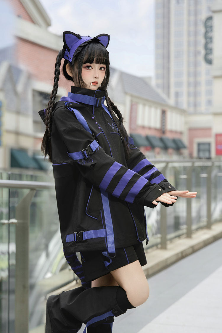 Long-Sleeve Cat Ears Hooded Jirai Kei Handsome Coat