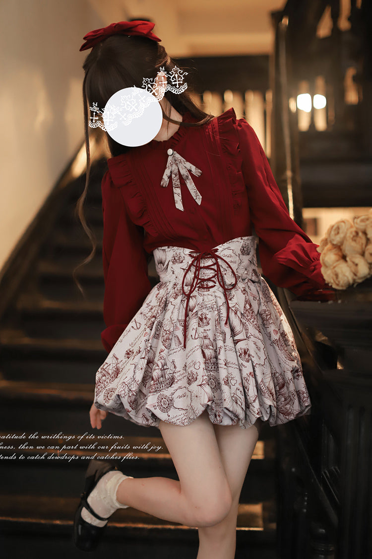 Elise Print Lace-Up Sweet Skirt