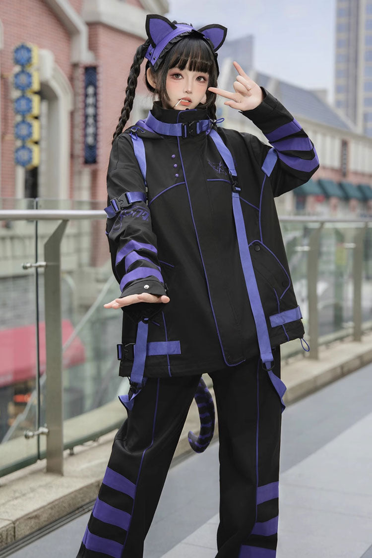 Long-Sleeve Cat Ears Hooded Jirai Kei Handsome Coat