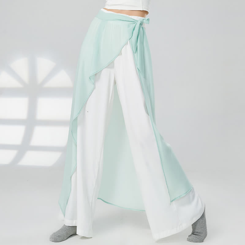 Vintage Blue Flowy Wide Leg Casual Pants