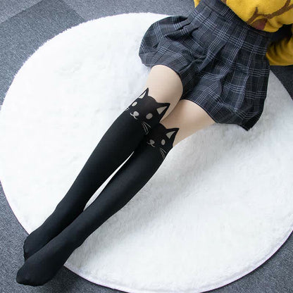 Cute Cartoon Kitty Print Lolita Stockings Tights