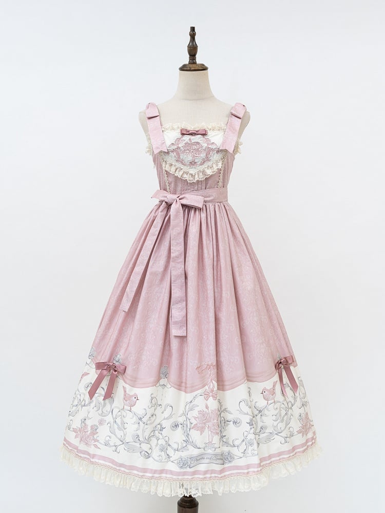 Pink Print Skirt Floral Jumper and Lolita Titmouse