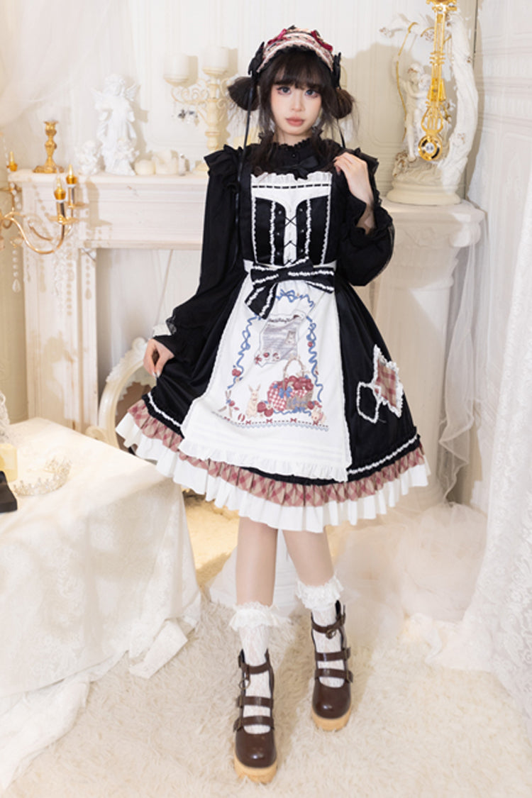 Black Little Red Riding Hood Ruffle Bow Sweet Lolita Jsk Dress