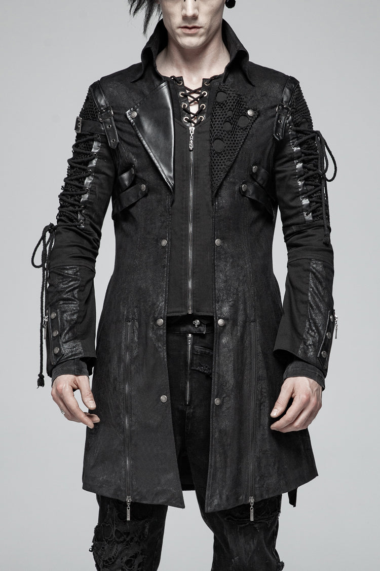 Men's Steampunk Windbreaker with Metal Buckle Trim