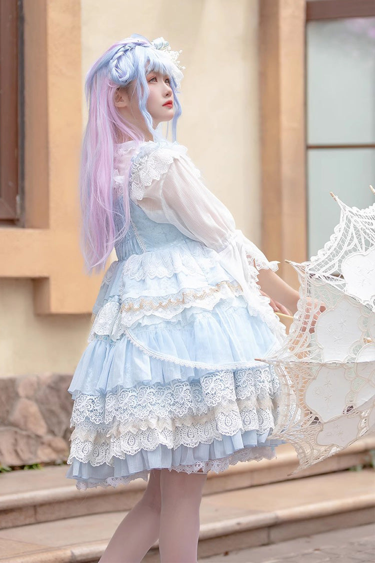 Undine's Tears Print Sleeveless Ruffled Bow Sweet JSK - 2 Hues