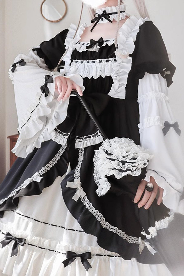 Long Sleeves Cardigan Bowknot Maid Gothic Lolita Dress