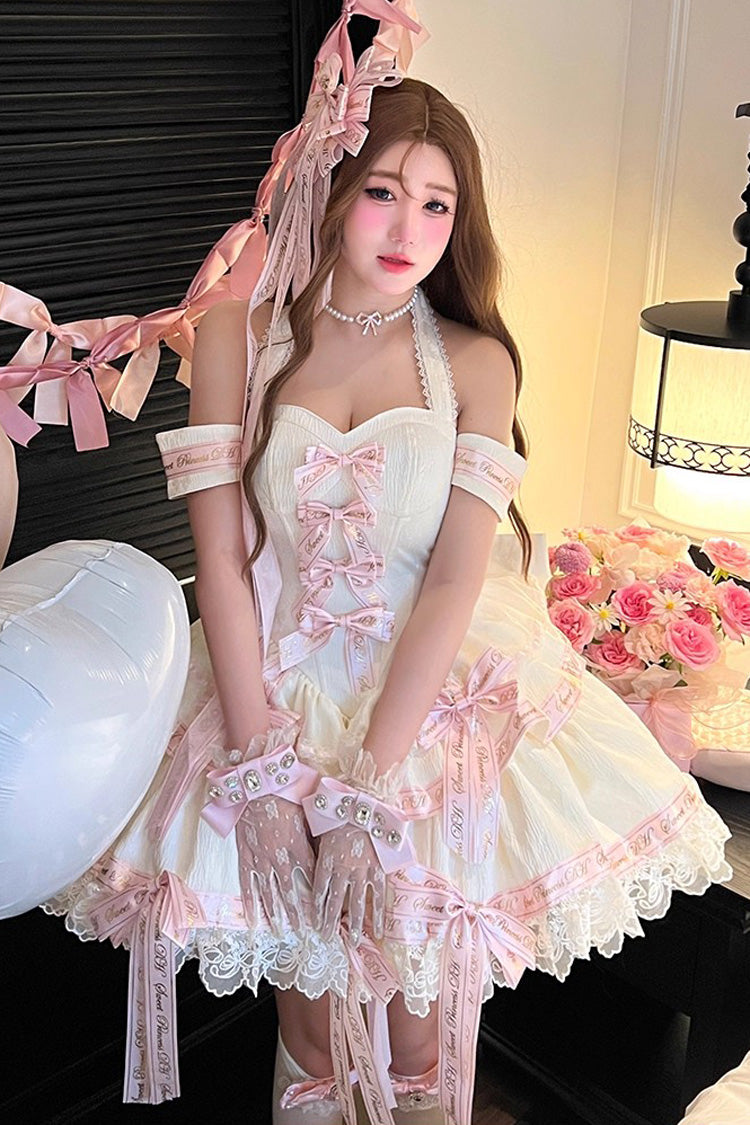Young Lady Halterneck Lolita Dress with Layered Ruffles & Bow