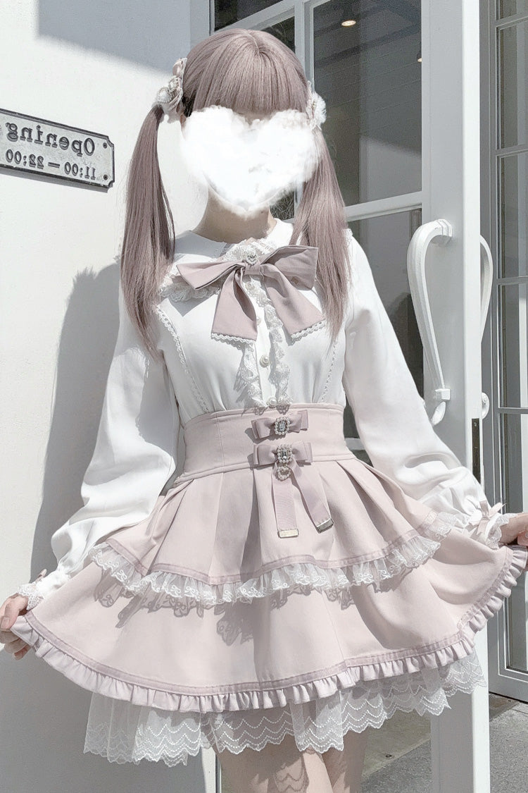 Rabbit Ear Long Sleeve Bow Lace Sweet Jirai Kei Blouse