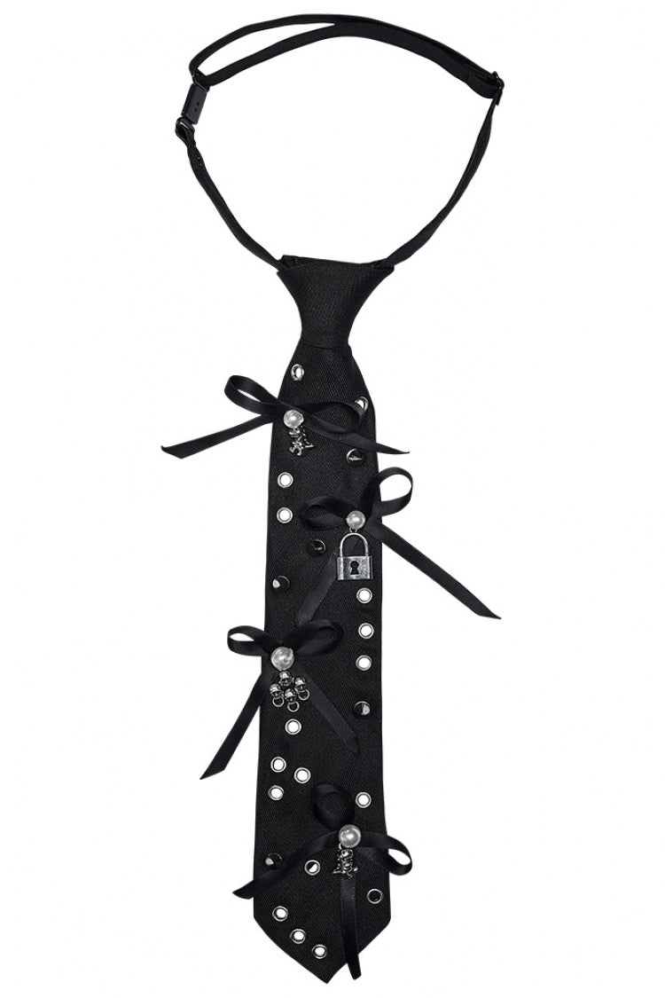 Dark Pendant Riveted Adjustable Bowtie Steampunk Necktie for Women