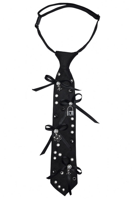 Dark Pendant Riveted Adjustable Bowtie Steampunk Necktie for Women