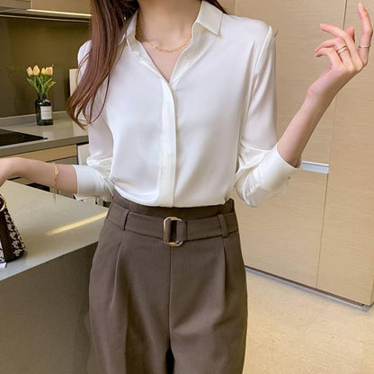 Elegant Satin Shirt Workwear