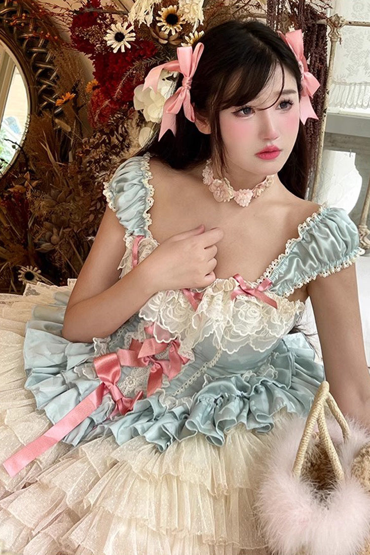 Ballet Style Multi-Layer Dress with Ruffles - Romantic