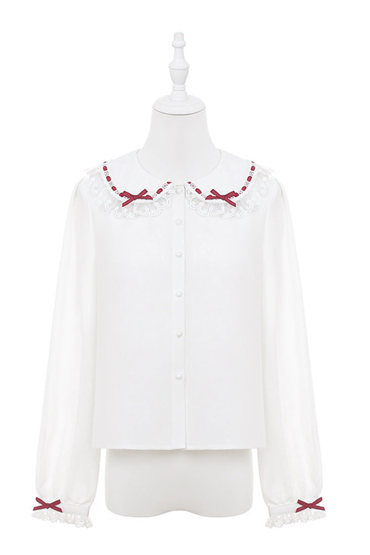 Red Velvet Cake Triple-Layered Printed Ruffled Bow Lace-Up Gothic Elegant Jsk Dress