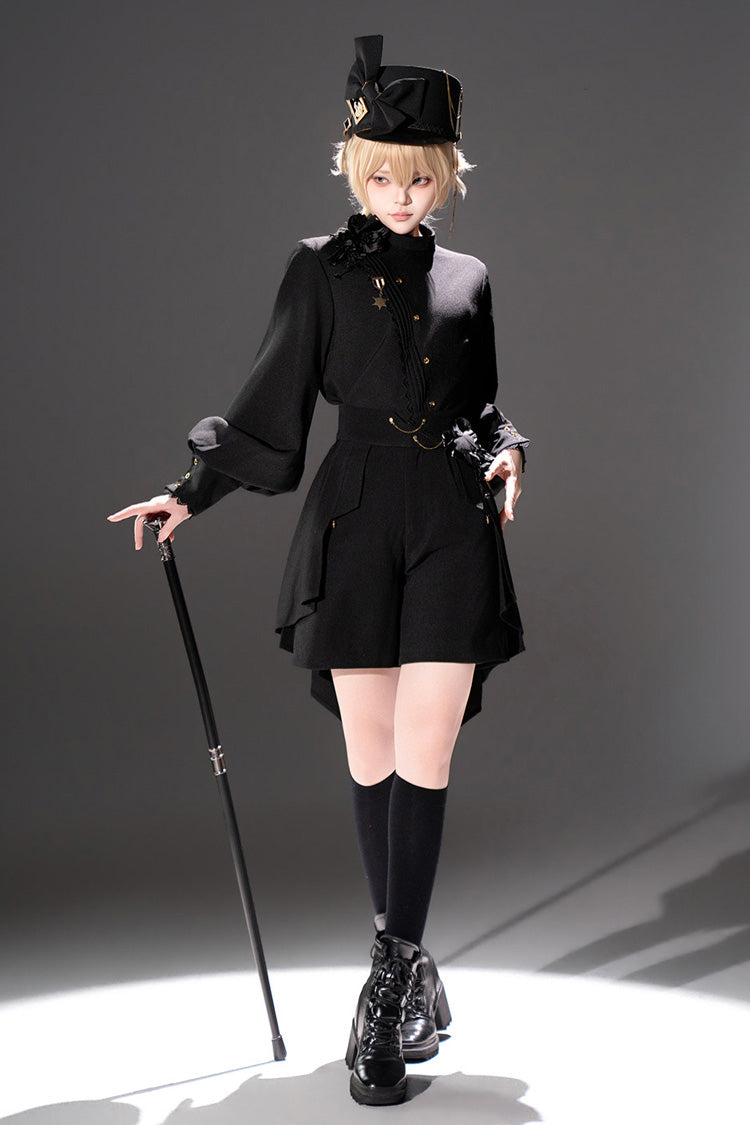 Noir Round Collar Long Sleeve Asymmetric Vintage Knight Prince Set - Will of the Rose