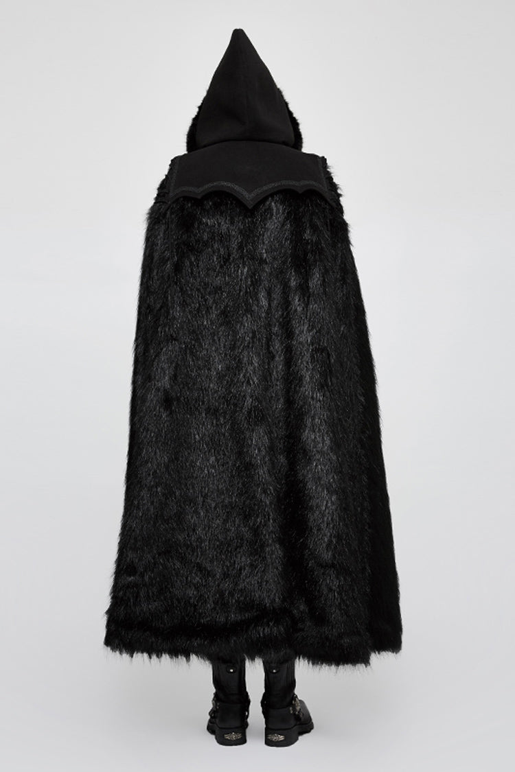 Men's Gothic Cloak with Hooded Long Fur Design