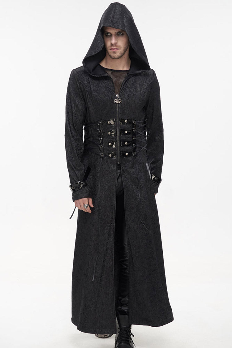 Stripe Mechanic Stitched Faux-Girdle Slim Punk Coat