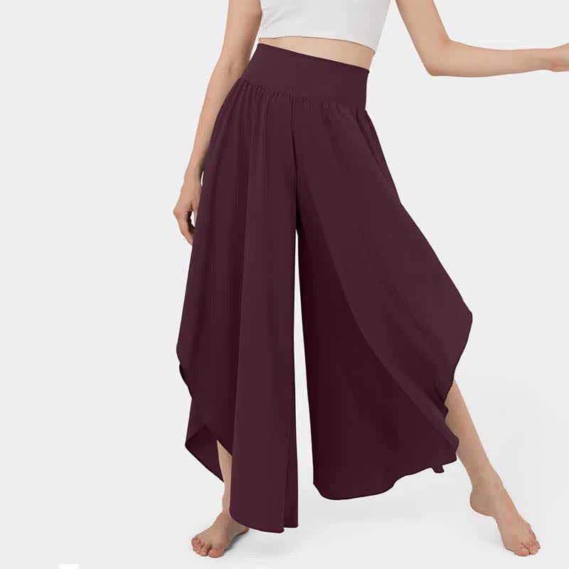 Irregular High Waist Flowy Wide Leg Casual Pants