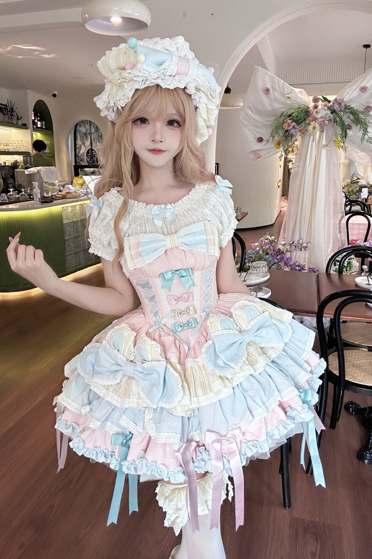 Ribbon Dance Multi-Layered Ruffled Lace-Up Princess Dress