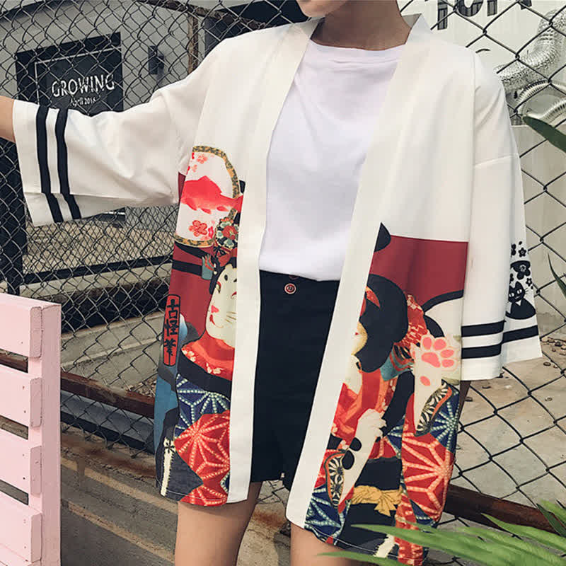 Vintage Ainme Character Print Cardigan Shirt