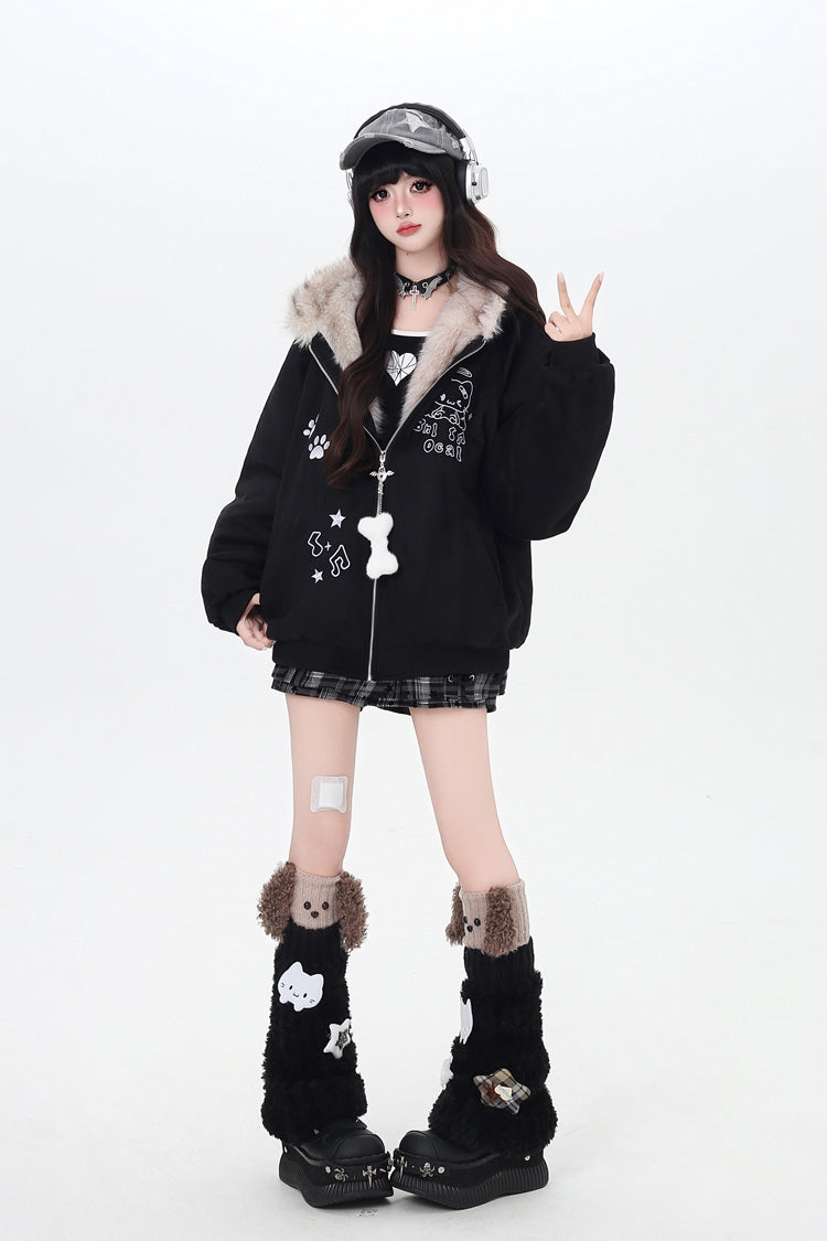 First Generation Cute Printed Cat-Ear Hooded Zip-Up Sweet Lolita Jacket in Two Colors
