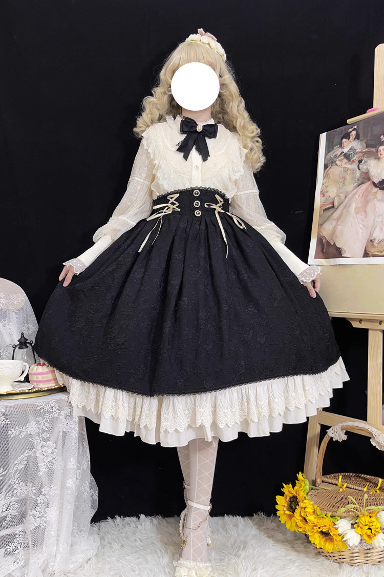 Black Heart of Rose High Waisted Ruffle Lace-Up Vintage Palace Skirt