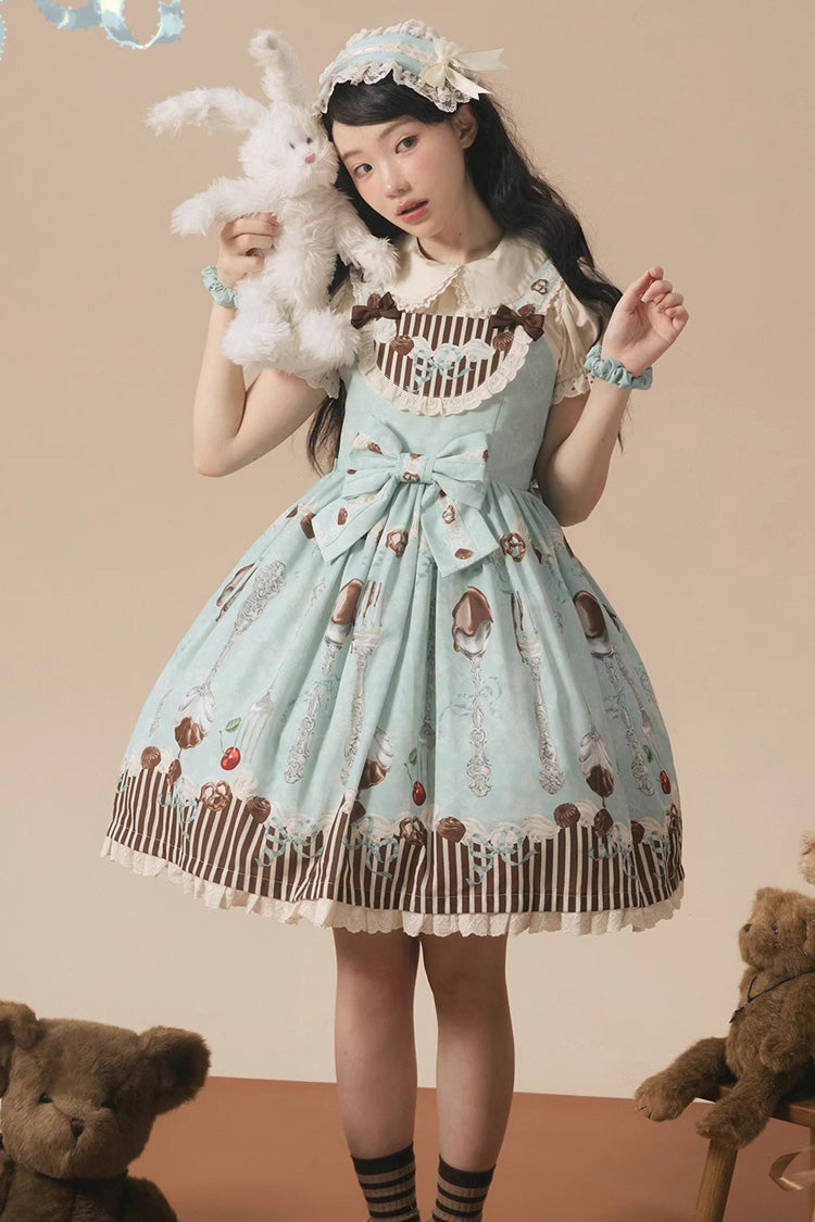 Sleeveless Bowknot Print Plus Size Sweet Lolita JSK