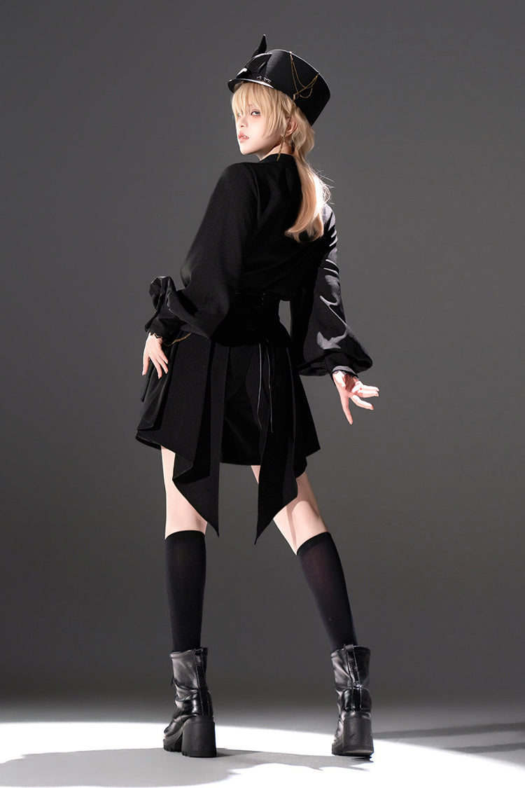 Noir Round Collar Long Sleeve Asymmetric Vintage Knight Prince Set - Will of the Rose