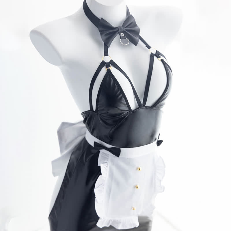 Kawaii Bunny PU Hollow Out Maid Lingeire Set