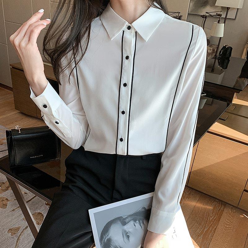 Polo Collar Blouse Workwear Shirt