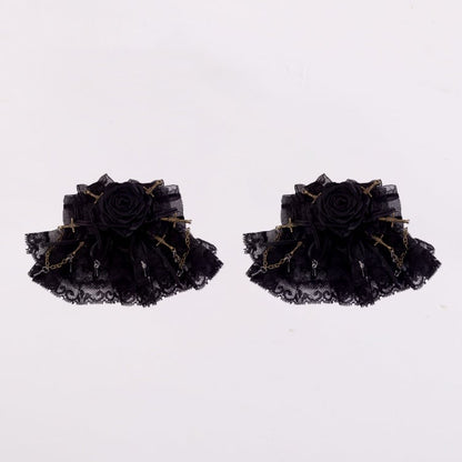 Black  Swords Bowknots Rosette Lace Hairclips