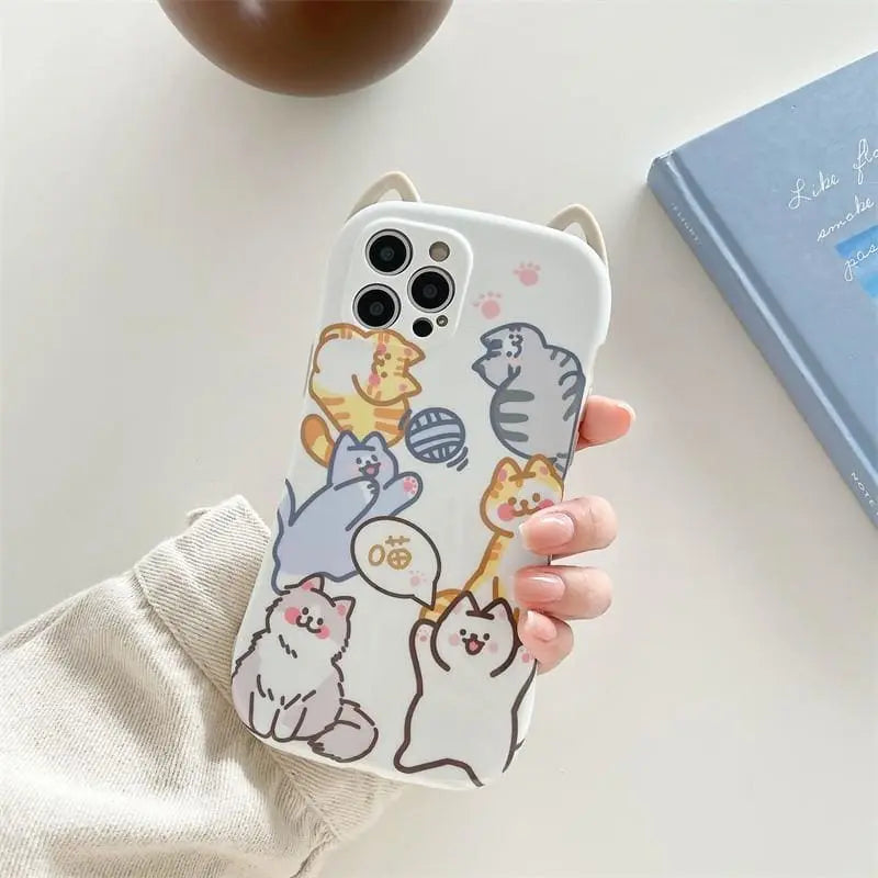 Cute Lovely Cat Ears Cartoon Cats Phone Case for iphone7/7plus/8/8P/X/XS/XR/XS Max/11/11 pro/11 pro