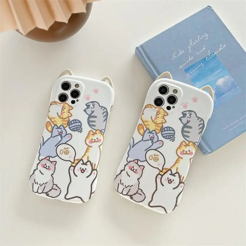 Cute Lovely Cat Ears Cartoon Cats Phone Case for iphone7/7plus/8/8P/X/XS/XR/XS Max/11/11 pro/11 pro