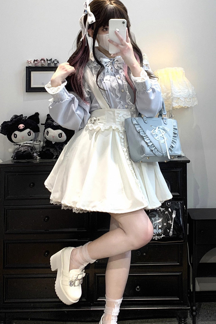 Dolls Only Ruffle Bow Lace Corset Sweet Jirai Kei Strap Dress in Four Colors