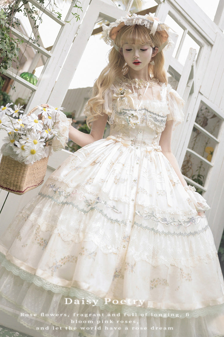 Princess Lolita JSK Dress with Lace and Embroidery