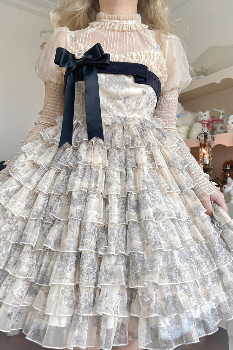 Wonderland Travels Multi-Layered Ruffled Bow Sweet Tiered Dress
