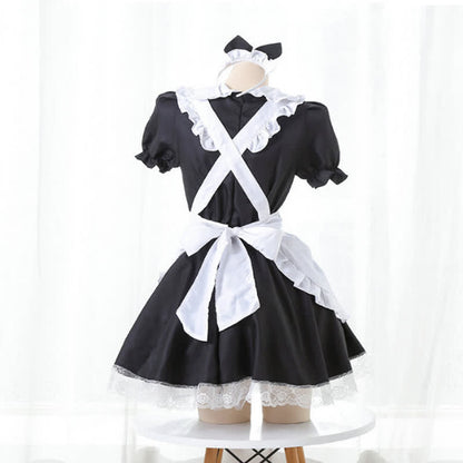 Sweet Love Heart Hollow Out Ruffled Maid Dress