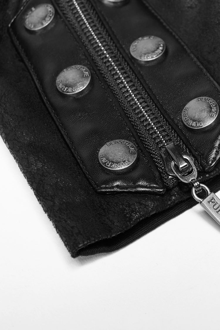 Men's Steampunk Windbreaker with Metal Buckle Trim