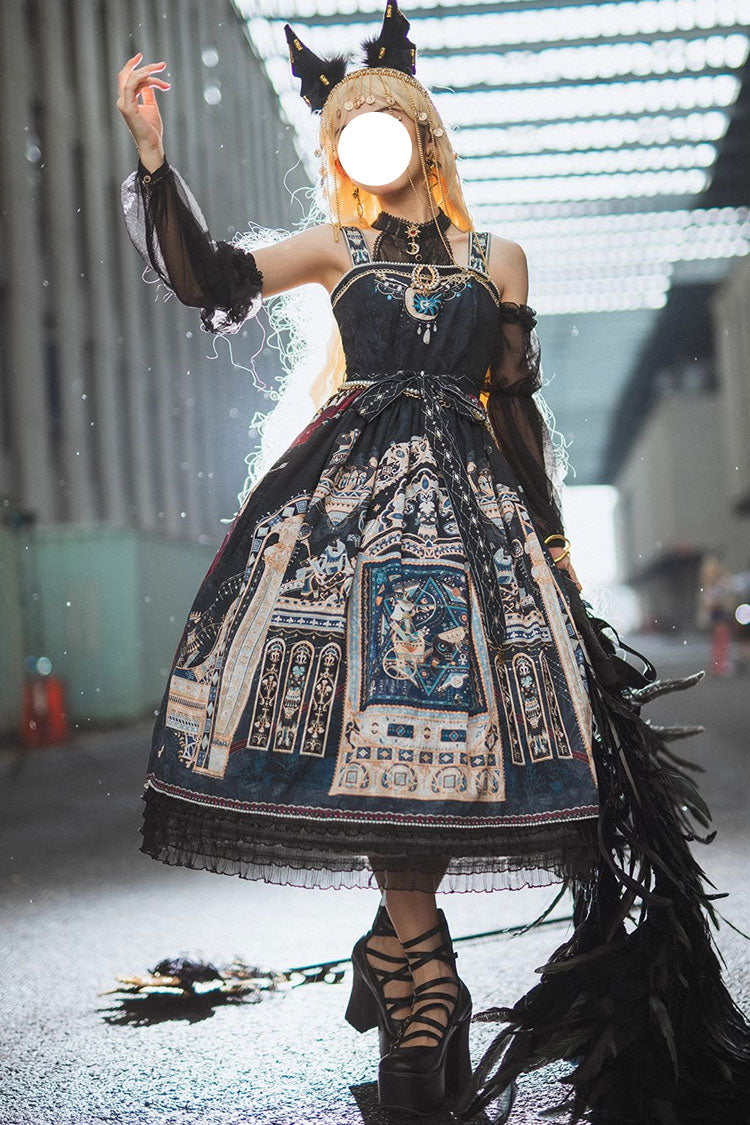 Egyptian Style Print Ruffle Gothic Lolita Dress